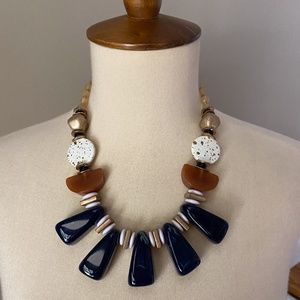 Anthropologie Blue and Brown Statement Necklace